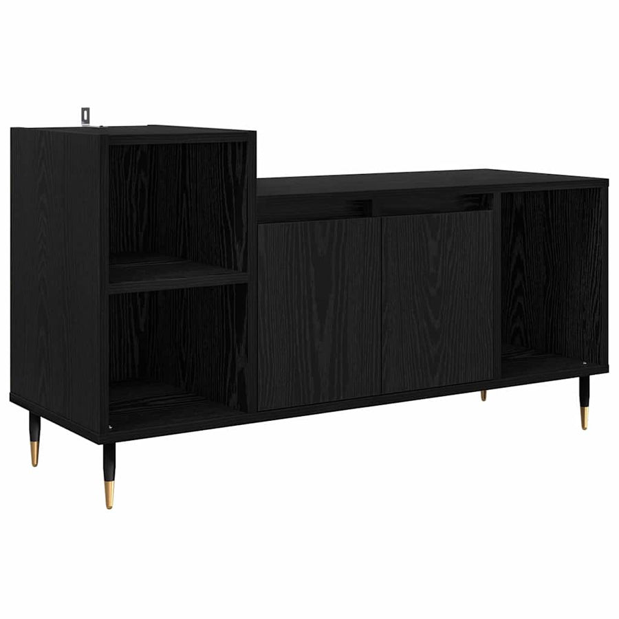 TV-kast Zwart Eiken 100 x 35 x 55 cm Bewerkt hout