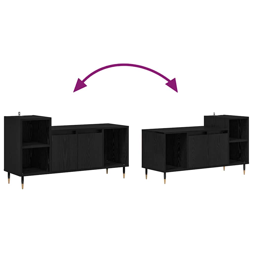 TV-kast Zwart Eiken 100 x 35 x 55 cm Bewerkt hout