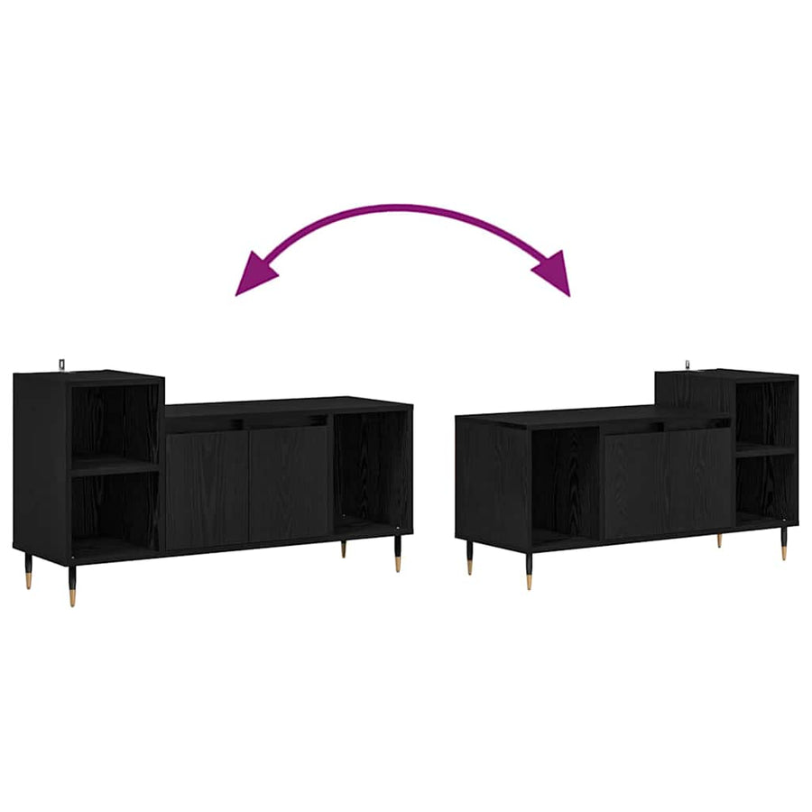 TV-kast Zwart Eiken 100 x 35 x 55 cm Bewerkt hout