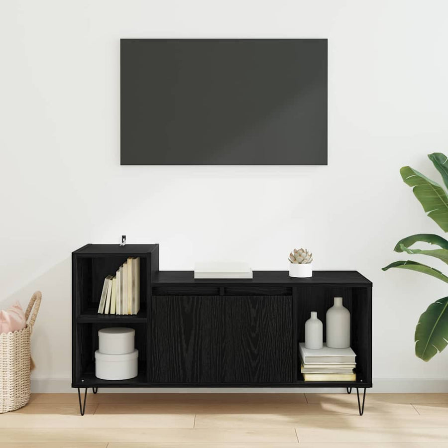 TV-kast Zwart Eiken 100 x 35 x 55 cm Bewerkt hout