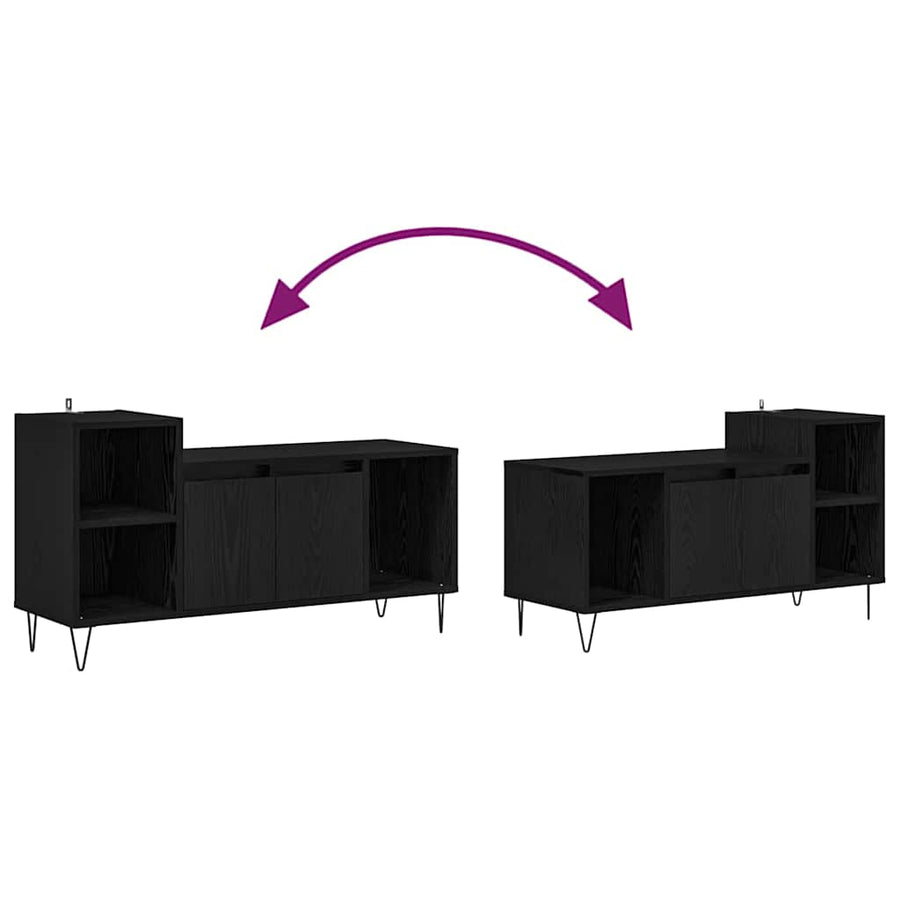 TV-kast Zwart Eiken 100 x 35 x 55 cm Bewerkt hout