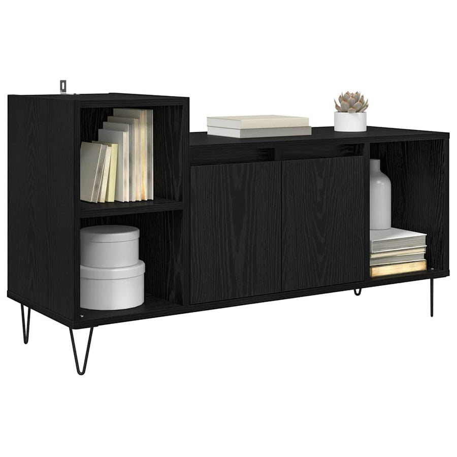 TV-kast Zwart Eiken 100 x 35 x 55 cm Bewerkt hout