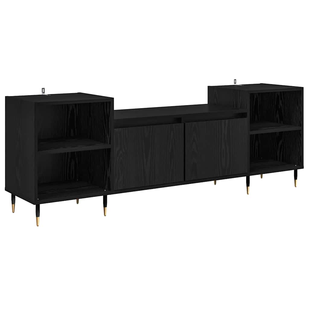 TV-kast Zwart Eiken 160 x 35 x 55 cm Bewerkt hout