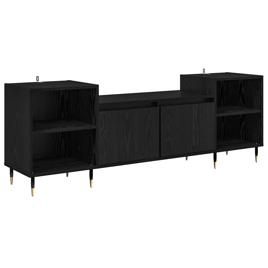 TV-kast Zwart Eiken 160 x 35 x 55 cm Bewerkt hout