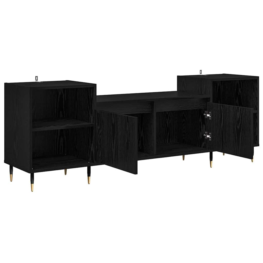 TV-kast Zwart Eiken 160 x 35 x 55 cm Bewerkt hout