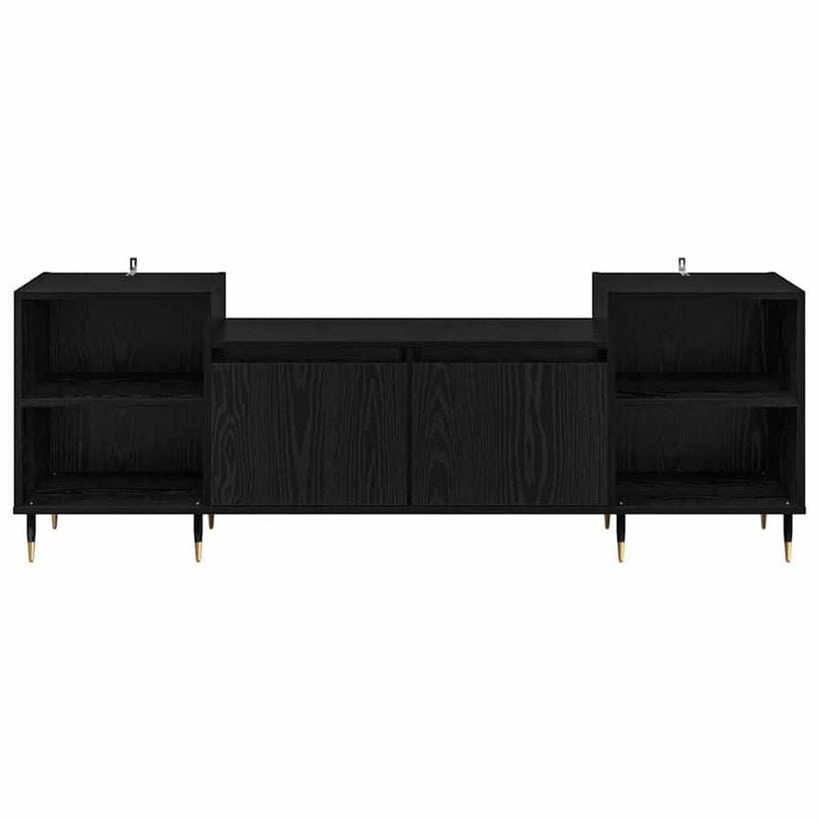 TV-kast Zwart Eiken 160 x 35 x 55 cm Bewerkt hout