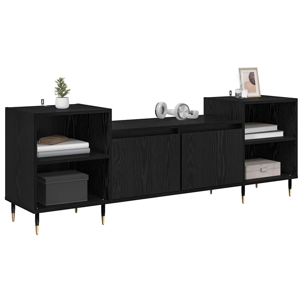 TV-kast Zwart Eiken 160 x 35 x 55 cm Bewerkt hout