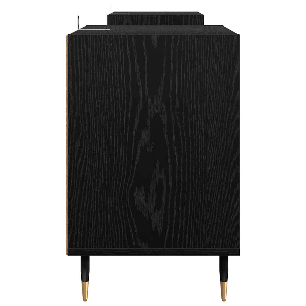TV-kast Zwart Eiken 160 x 35 x 55 cm Bewerkt hout