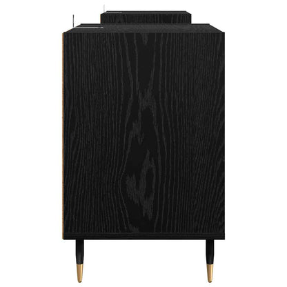 TV-kast Zwart Eiken 160 x 35 x 55 cm Bewerkt hout