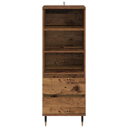 Highboard met lade Oud Hout 40 x 36 x 110 cm Bewerkt hout