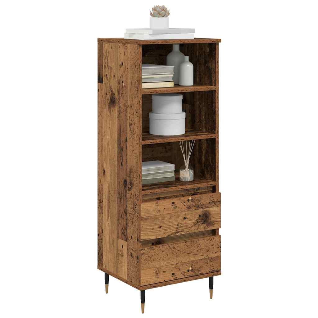 Highboard met lade Oud Hout 40 x 36 x 110 cm Bewerkt hout