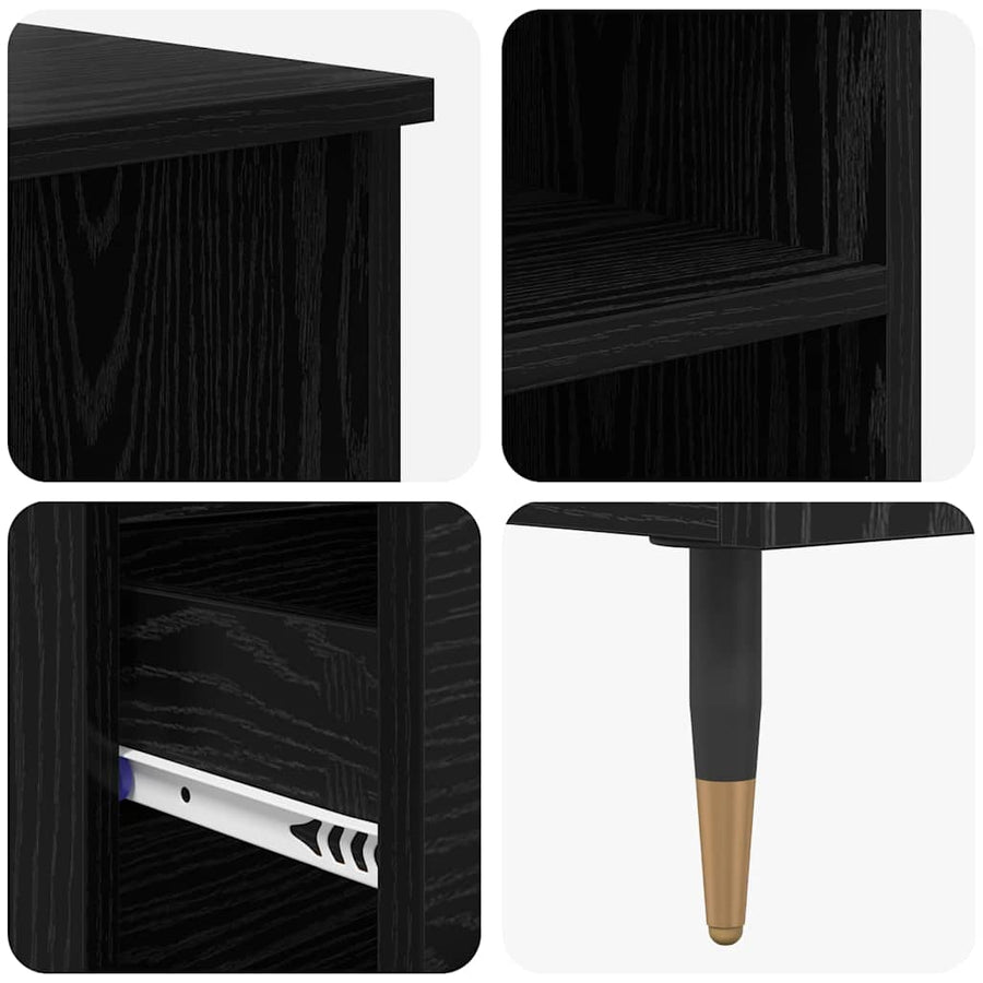 Highboard met lade Zwart Eiken 40 x 36 x 110 cm Bewerkt hout