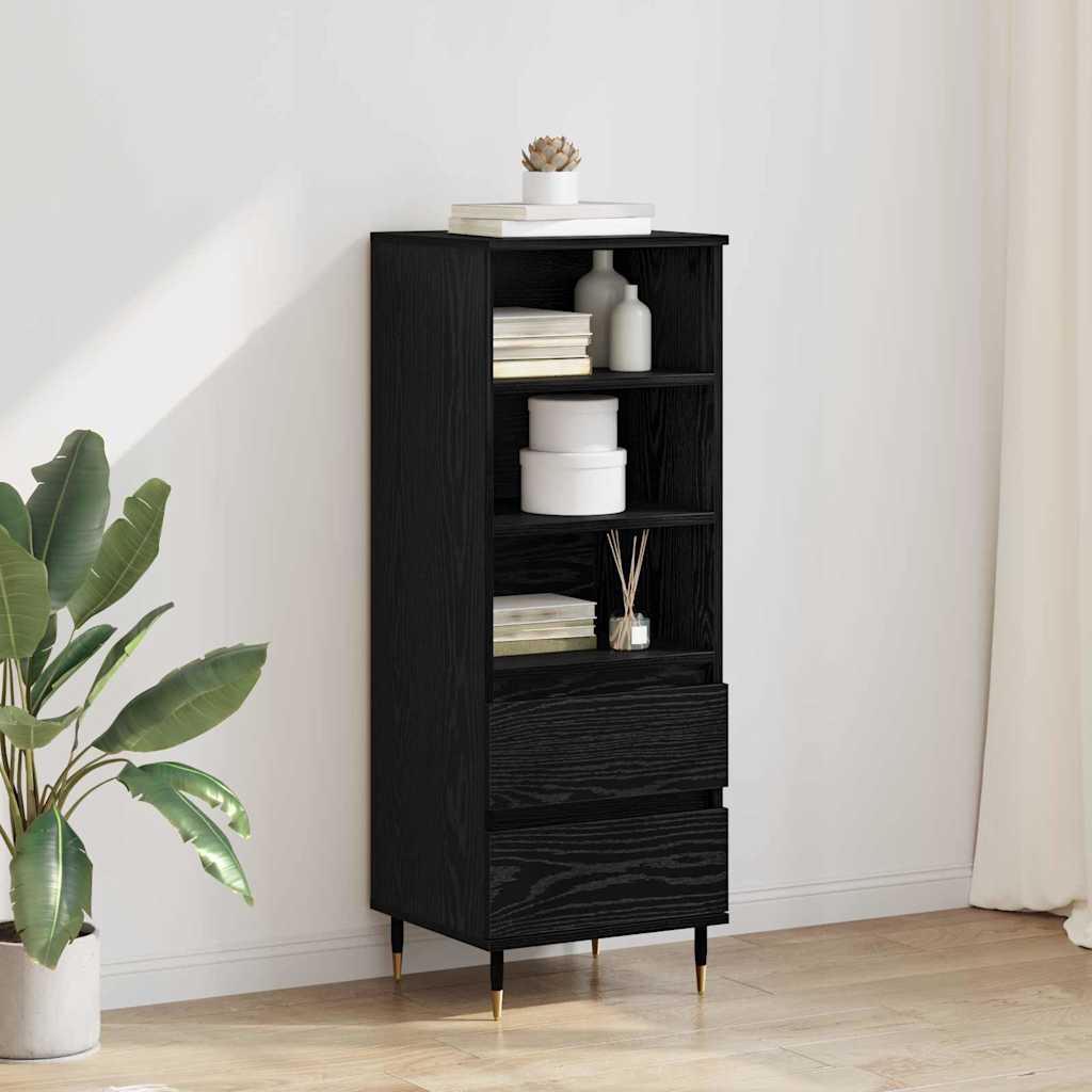 Highboard met lade Zwart Eiken 40 x 36 x 110 cm Bewerkt hout