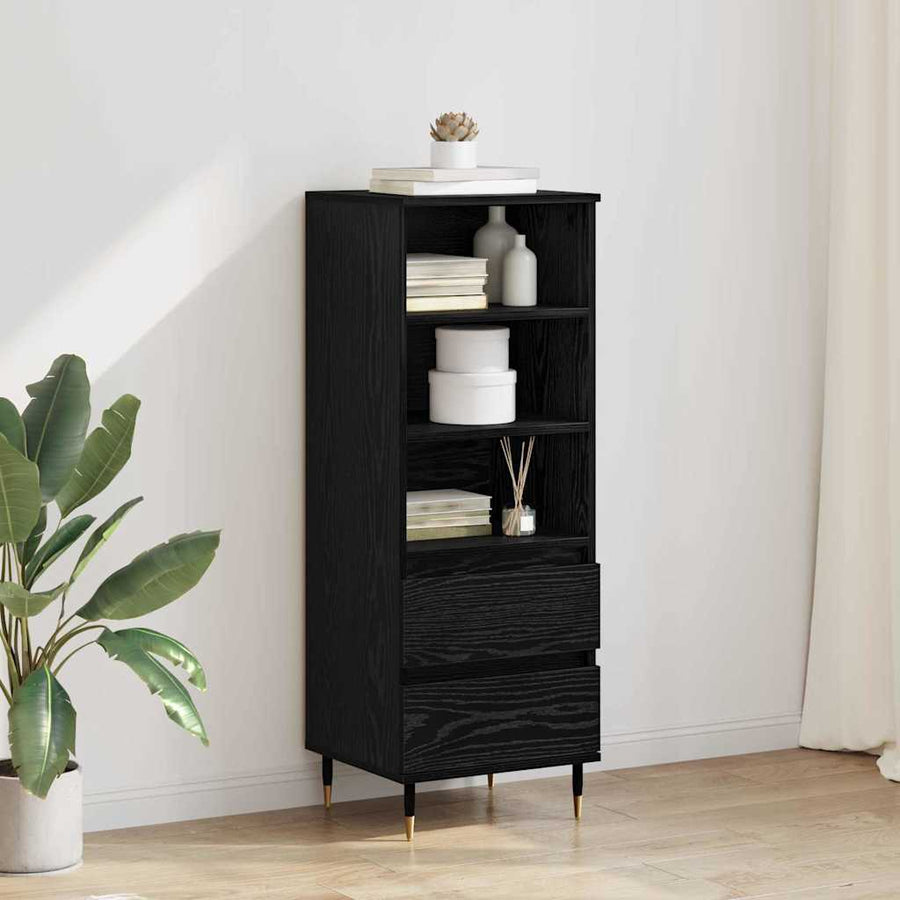 Highboard met lade Zwart Eiken 40 x 36 x 110 cm Bewerkt hout