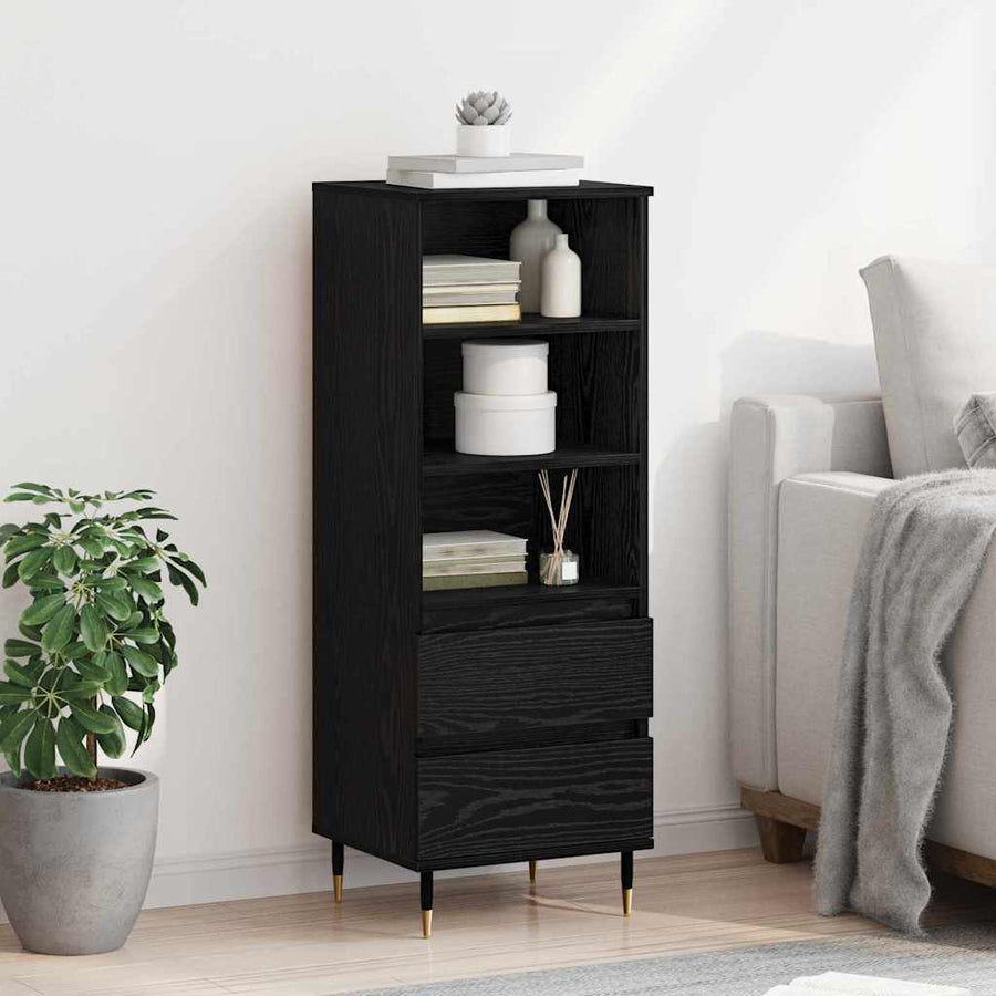 Highboard met lade Zwart Eiken 40 x 36 x 110 cm Bewerkt hout