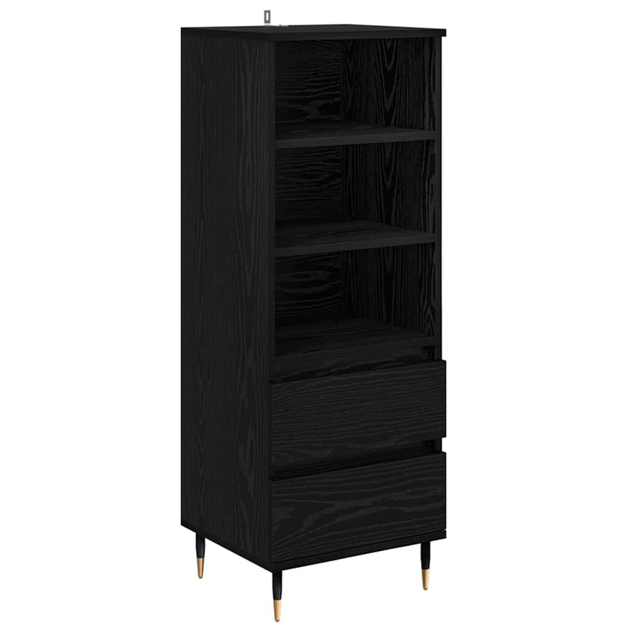 Highboard met lade Zwart Eiken 40 x 36 x 110 cm Bewerkt hout