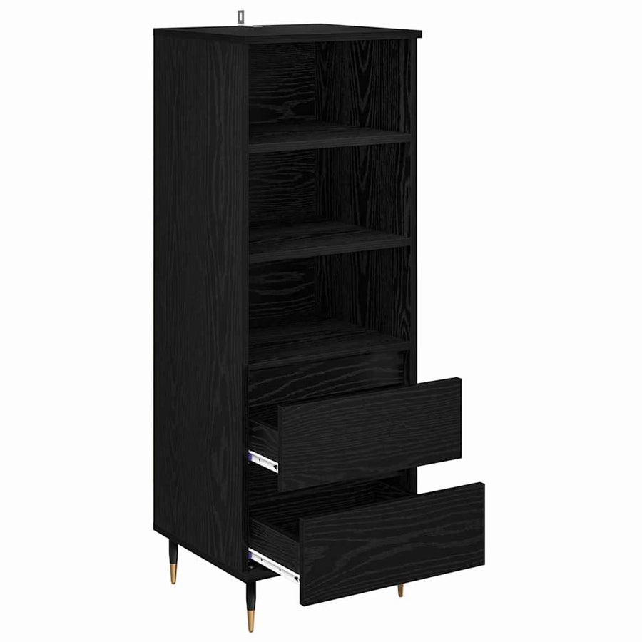 Highboard met lade Zwart Eiken 40 x 36 x 110 cm Bewerkt hout