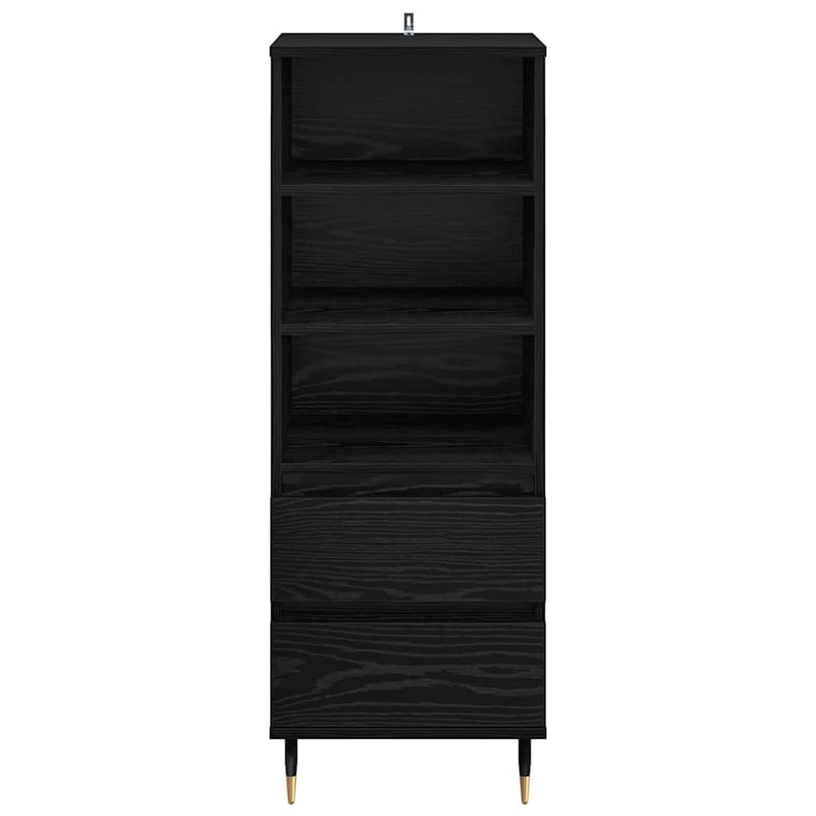 Highboard met lade Zwart Eiken 40 x 36 x 110 cm Bewerkt hout
