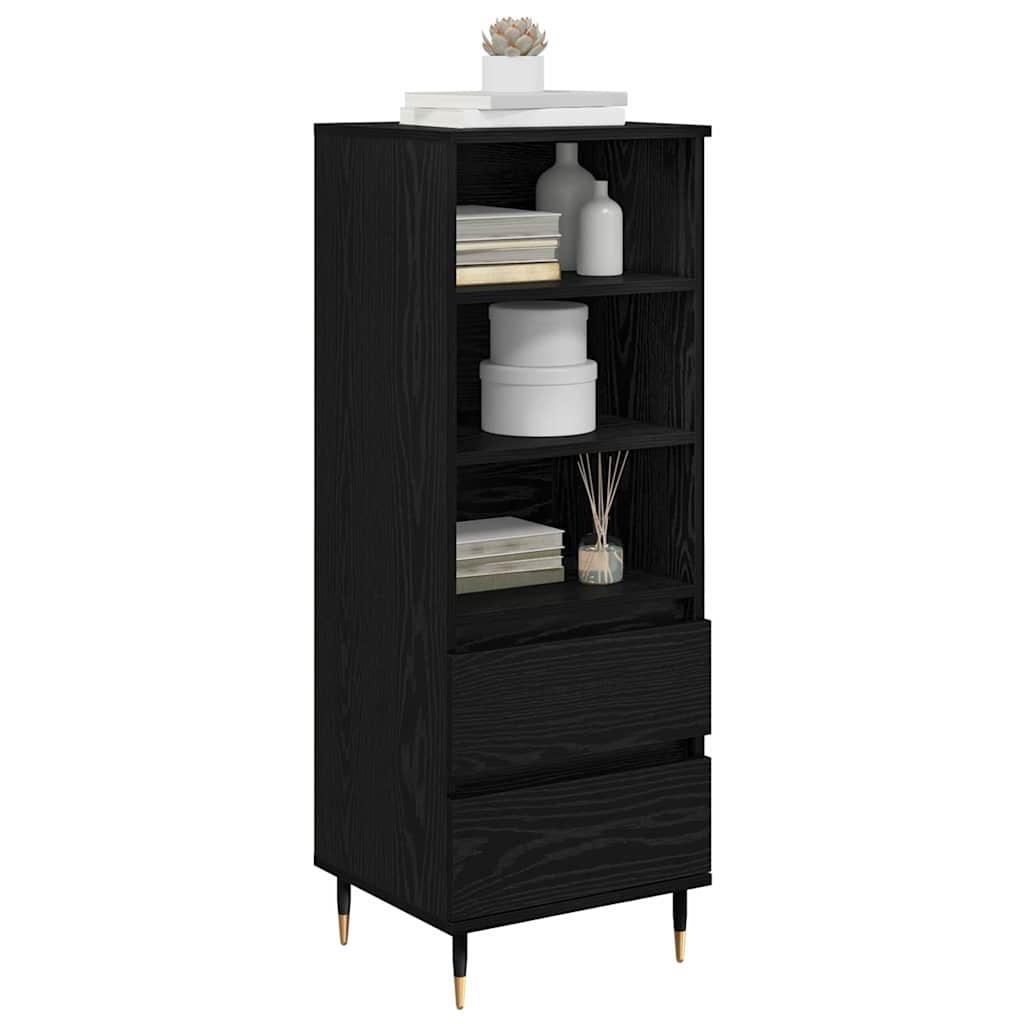 Highboard met lade Zwart Eiken 40 x 36 x 110 cm Bewerkt hout