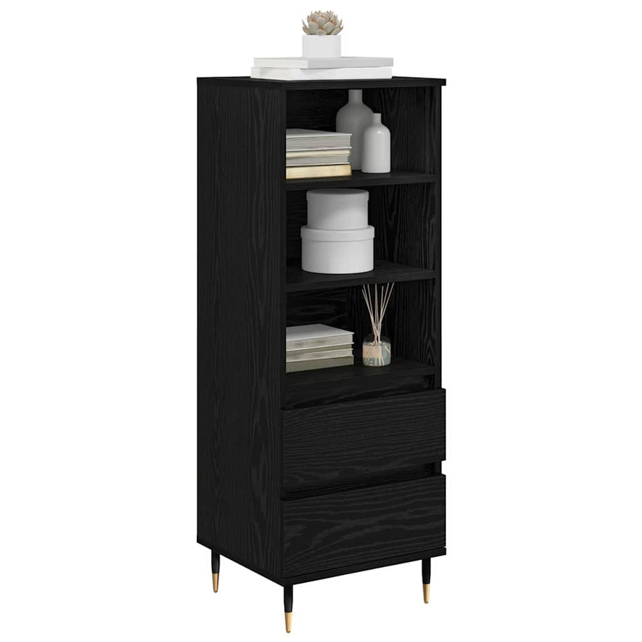 Highboard met lade Zwart Eiken 40 x 36 x 110 cm Bewerkt hout
