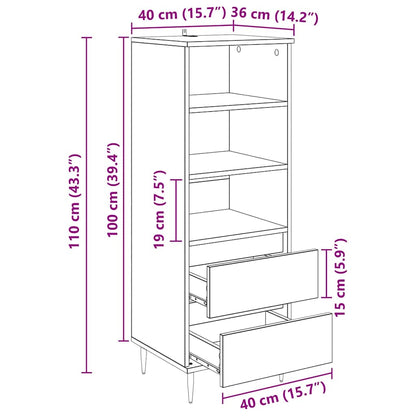 Highboard met lade Zwart Eiken 40 x 36 x 110 cm Bewerkt hout
