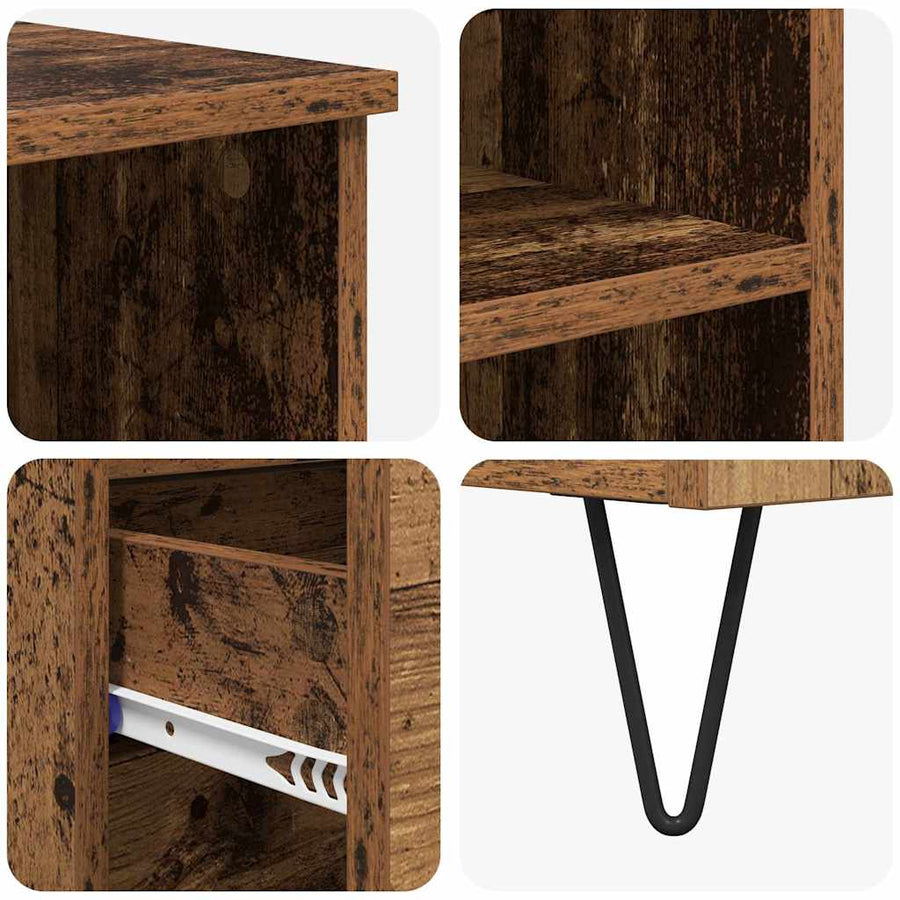 Highboard met lade Oud Hout 40 x 36 x 110 cm Bewerkt hout