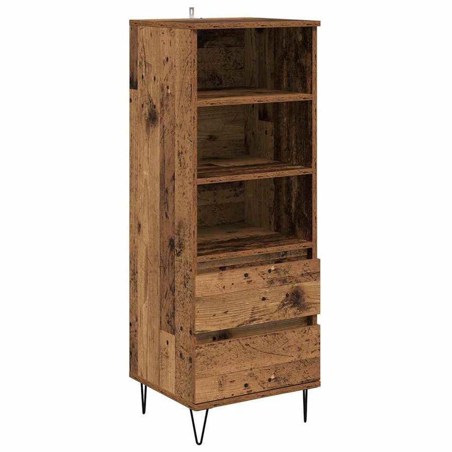 Highboard met lade Oud Hout 40 x 36 x 110 cm Bewerkt hout