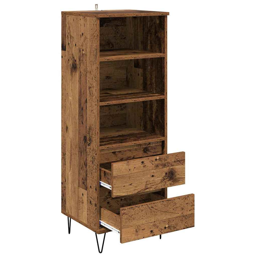 Highboard met lade Oud Hout 40 x 36 x 110 cm Bewerkt hout