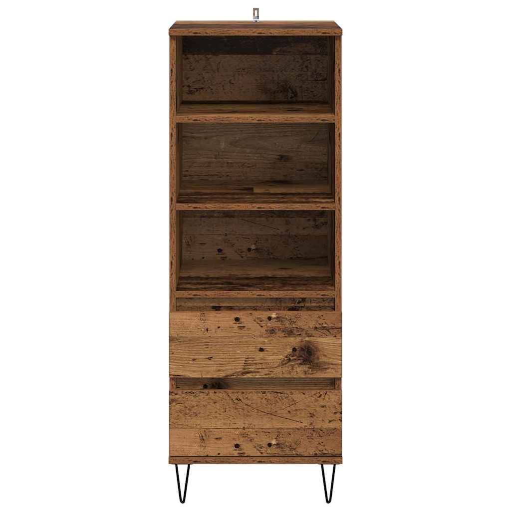 Highboard met lade Oud Hout 40 x 36 x 110 cm Bewerkt hout