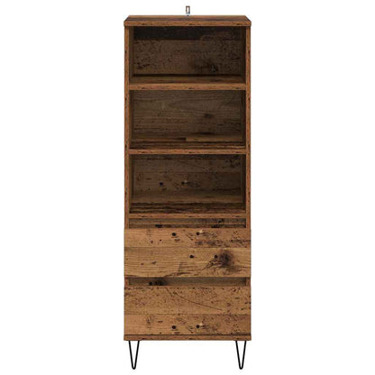 Highboard met lade Oud Hout 40 x 36 x 110 cm Bewerkt hout