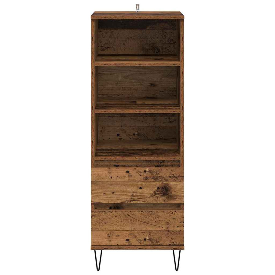 Highboard met lade Oud Hout 40 x 36 x 110 cm Bewerkt hout