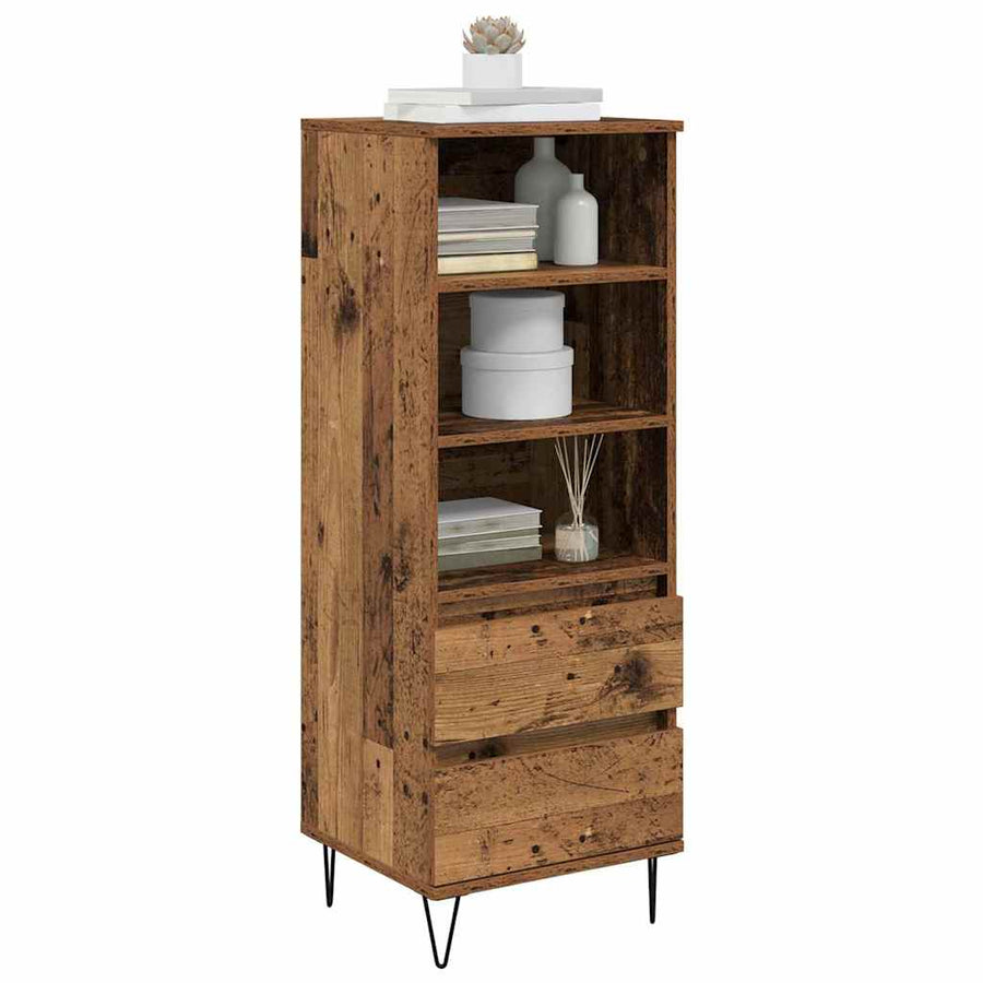 Highboard met lade Oud Hout 40 x 36 x 110 cm Bewerkt hout