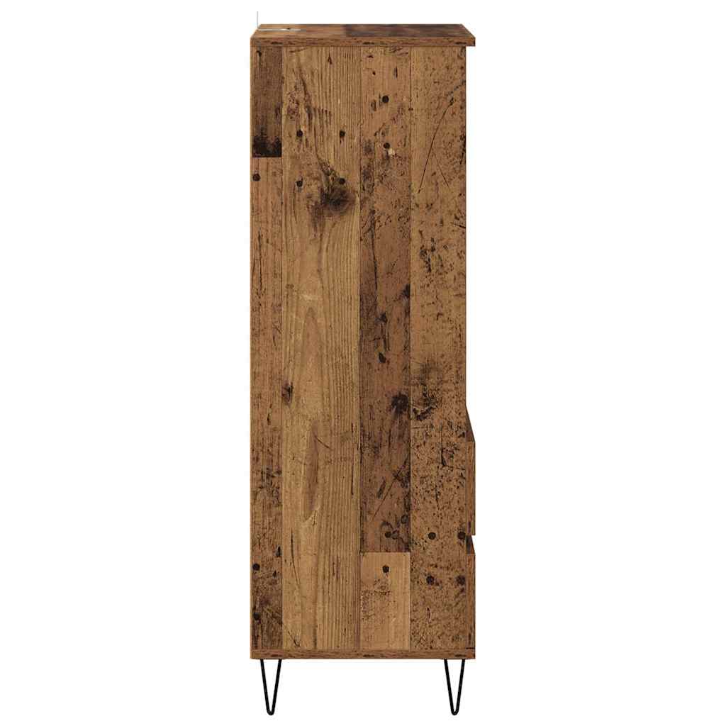Highboard met lade Oud Hout 40 x 36 x 110 cm Bewerkt hout