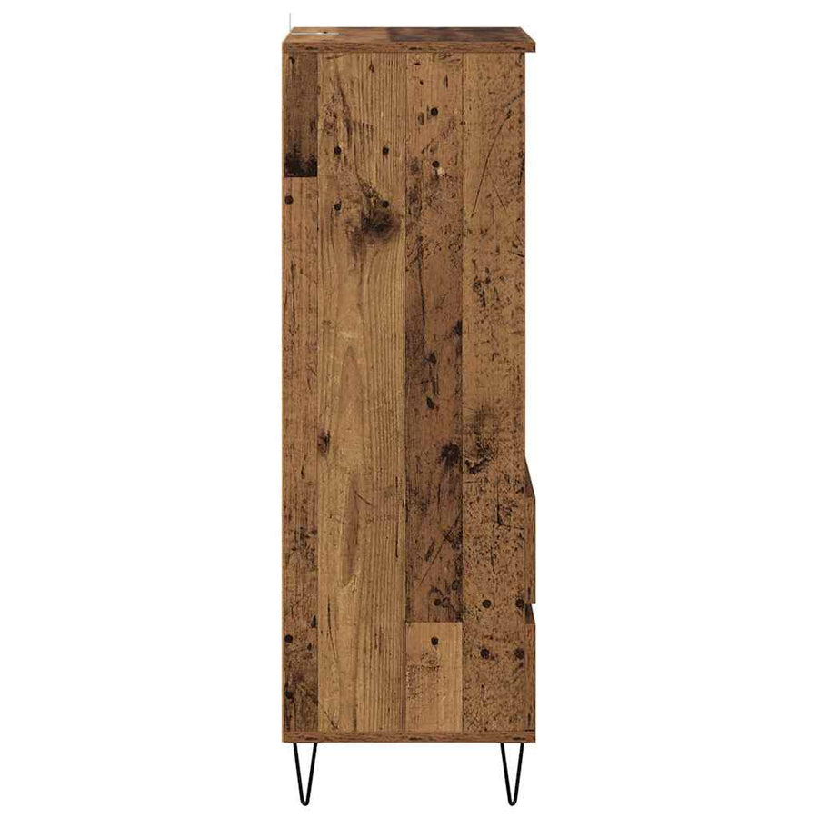 Highboard met lade Oud Hout 40 x 36 x 110 cm Bewerkt hout