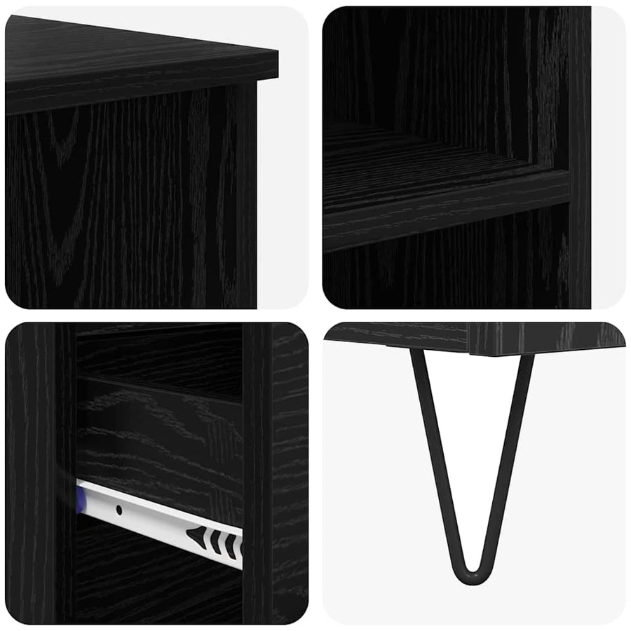 Highboard met lade Zwart Eiken 40 x 36 x 110 cm Bewerkt hout