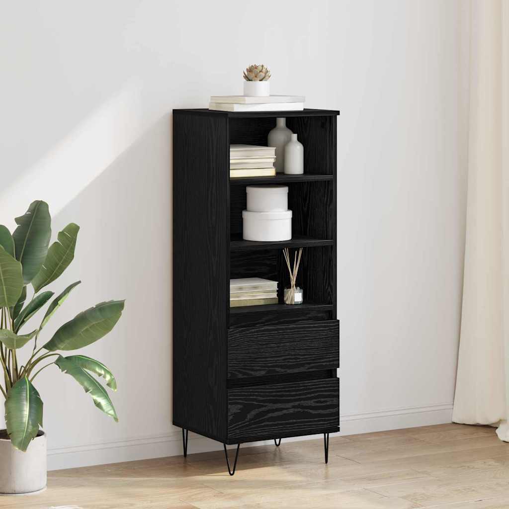 Highboard met lade Zwart Eiken 40 x 36 x 110 cm Bewerkt hout