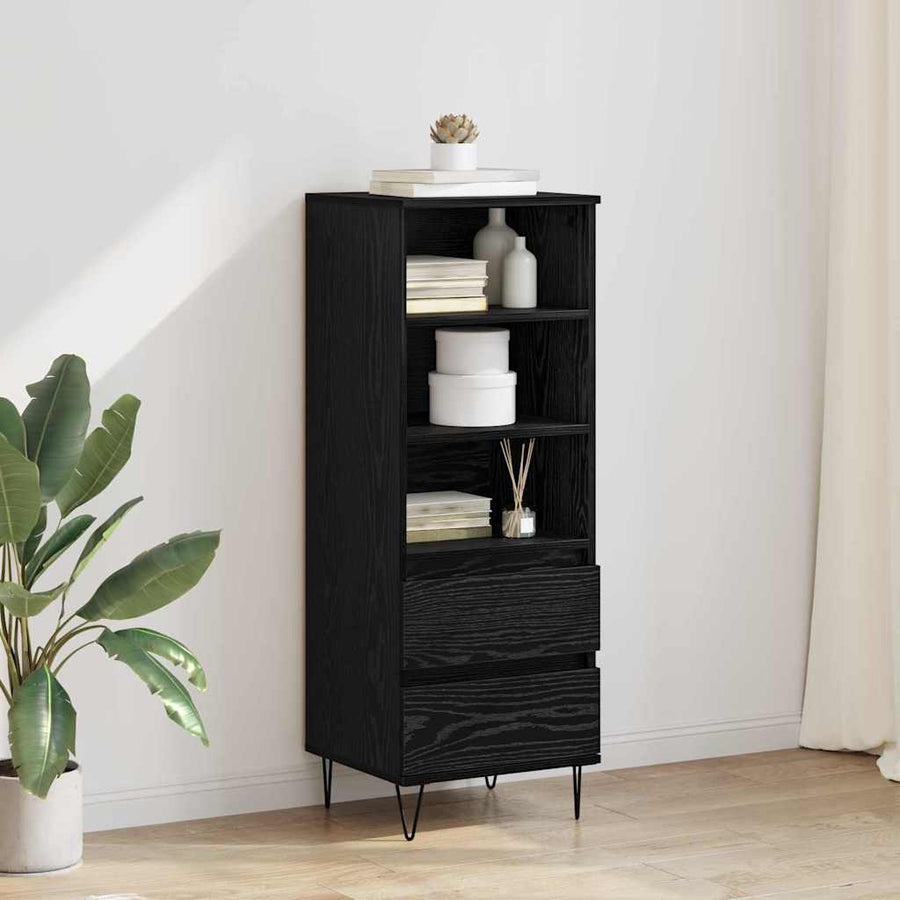 Highboard met lade Zwart Eiken 40 x 36 x 110 cm Bewerkt hout