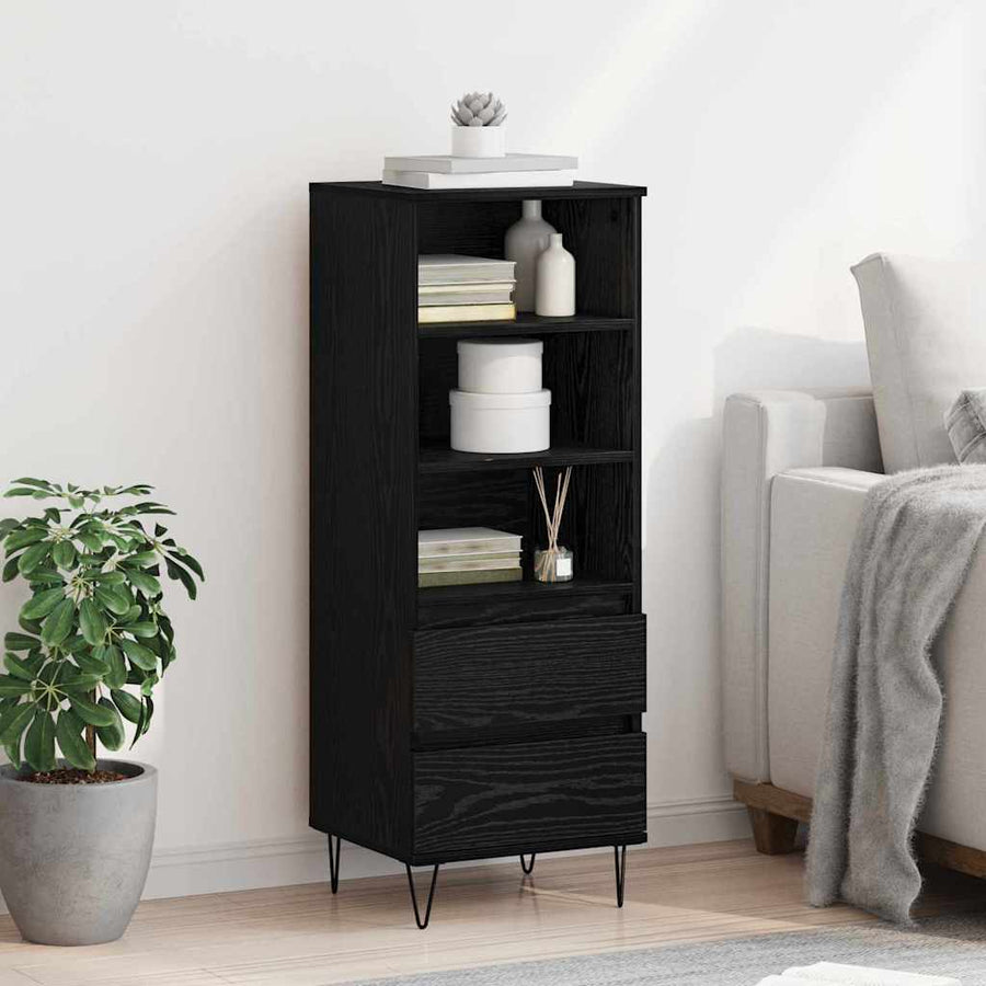 Highboard met lade Zwart Eiken 40 x 36 x 110 cm Bewerkt hout