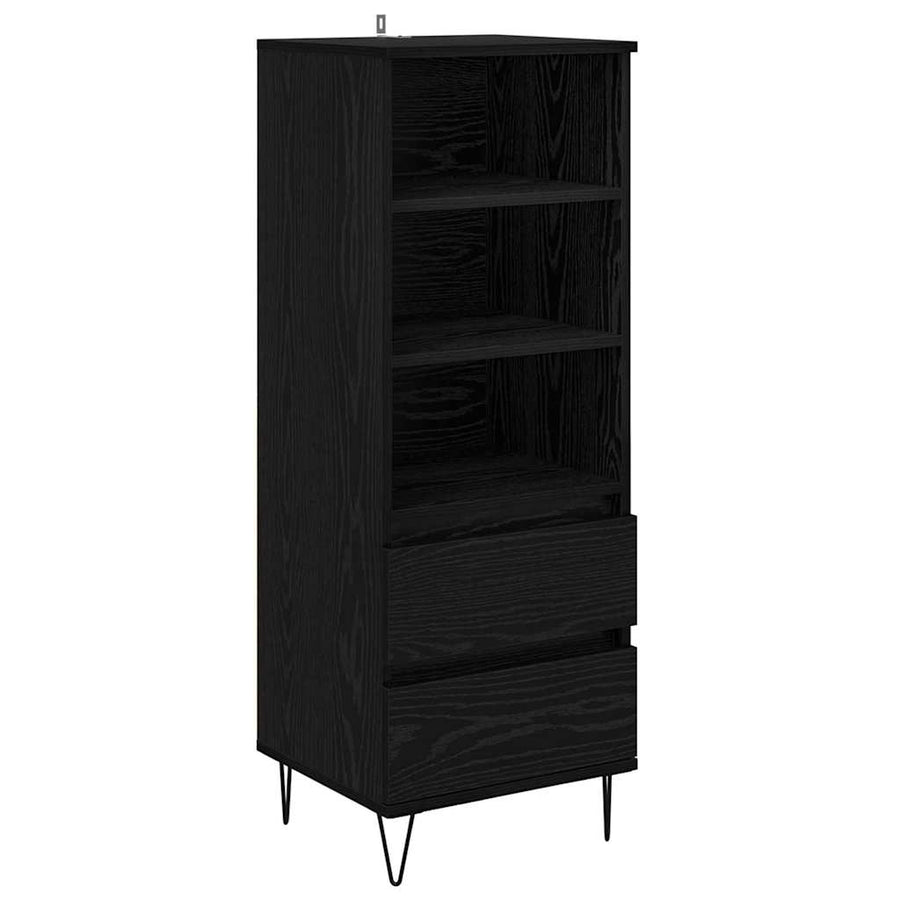 Highboard met lade Zwart Eiken 40 x 36 x 110 cm Bewerkt hout