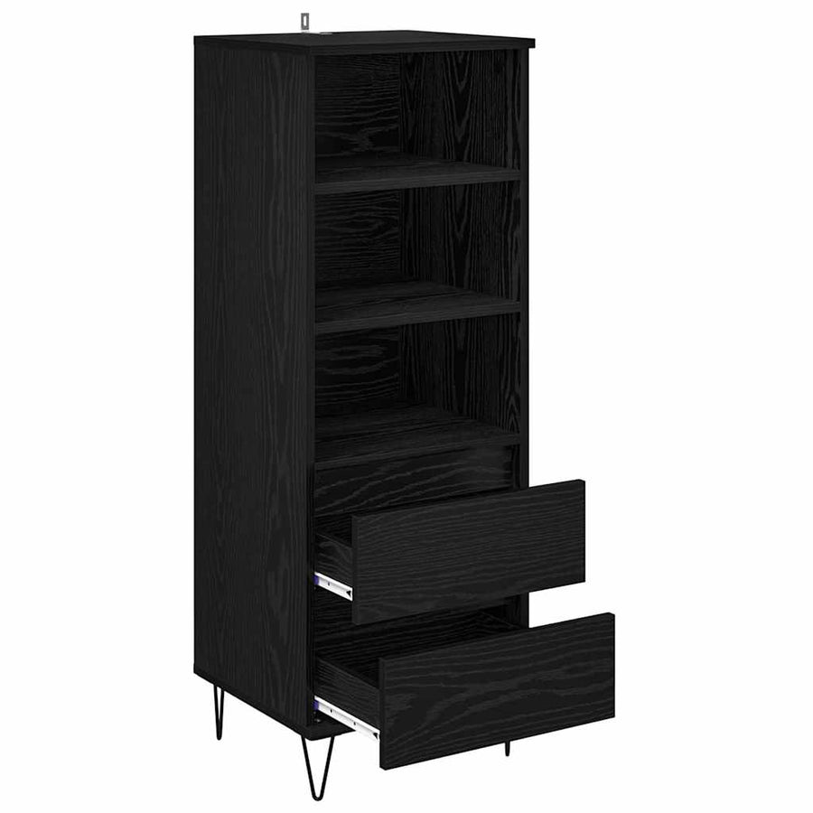 Highboard met lade Zwart Eiken 40 x 36 x 110 cm Bewerkt hout