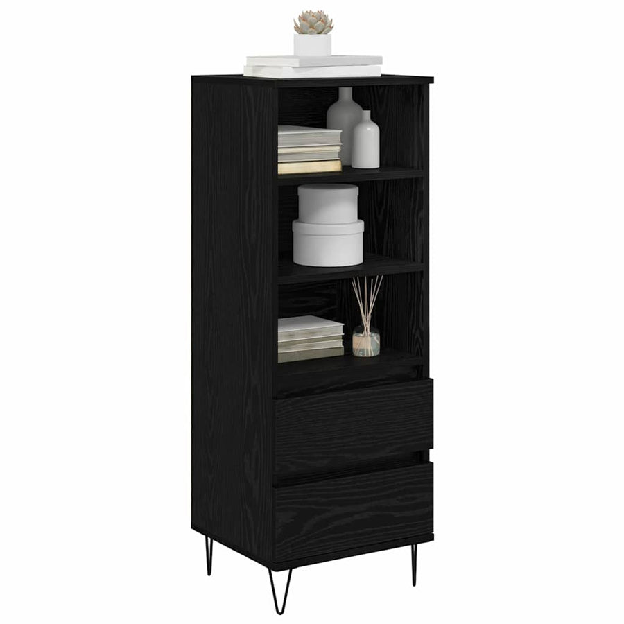 Highboard met lade Zwart Eiken 40 x 36 x 110 cm Bewerkt hout
