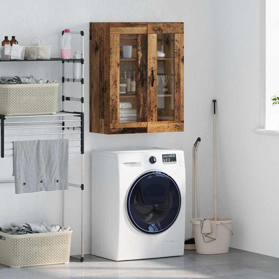 Wandkast Oud Hout 69,5 x 34 x 90 cm Geengineerd Hout en Glas