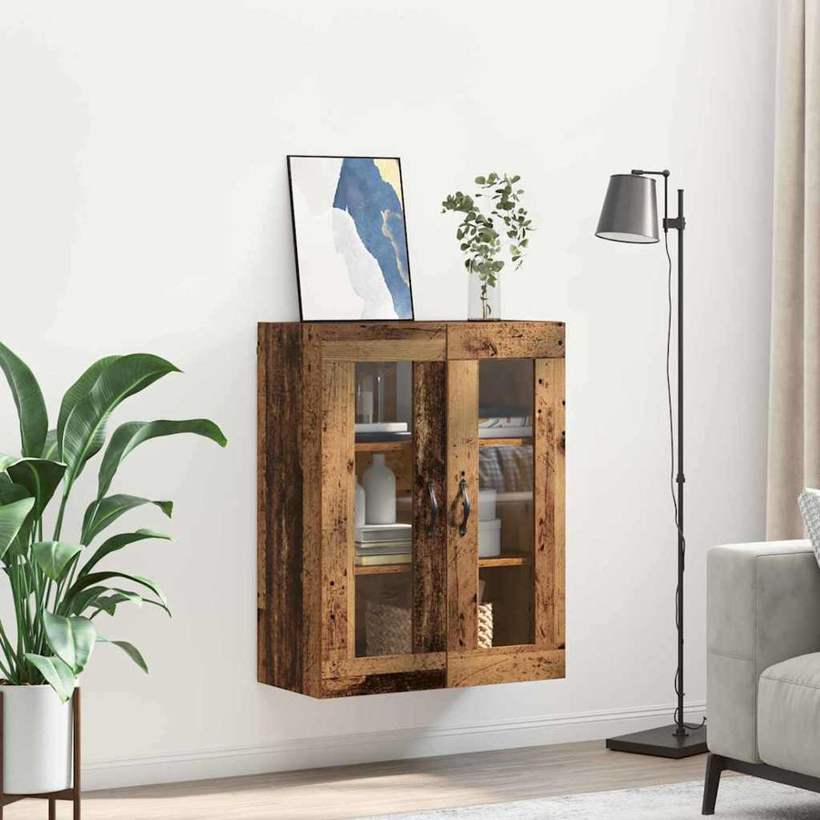 Wandkast Oud Hout 69,5 x 34 x 90 cm Geengineerd Hout en Glas