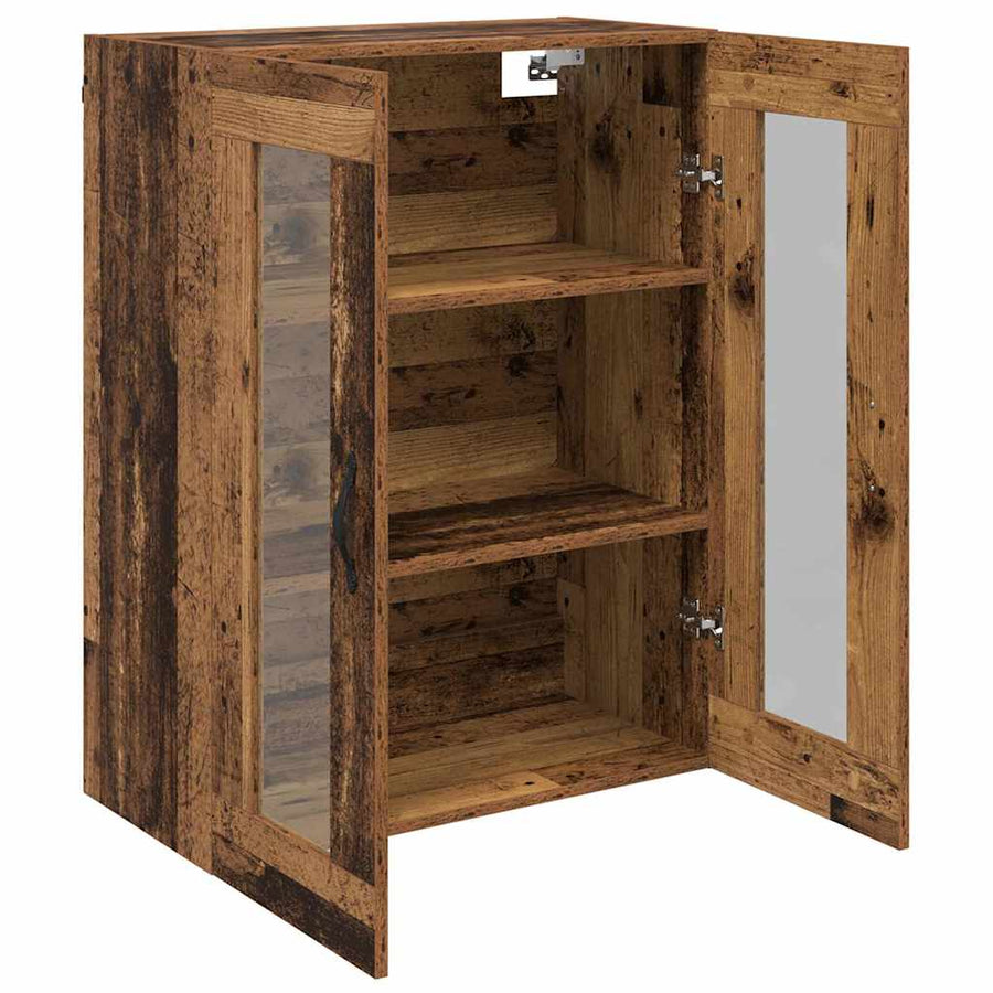 Wandkast Oud Hout 69,5 x 34 x 90 cm Geengineerd Hout en Glas
