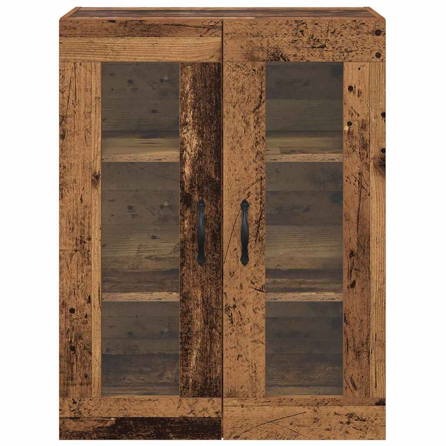 Wandkast Oud Hout 69,5 x 34 x 90 cm Geengineerd Hout en Glas