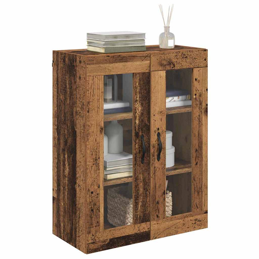 Wandkast Oud Hout 69,5 x 34 x 90 cm Geengineerd Hout en Glas