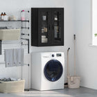 Wall Cabinet Black Oak 69.5 x 34 x 90 cm Engineered Wood and Glass