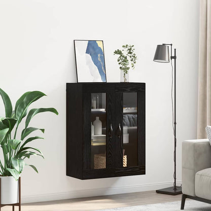 Wandkast Zwart Eiken 69,5 x 34 x 90 cm Geengineerd Hout en Glas