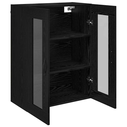Wandkast Zwart Eiken 69,5 x 34 x 90 cm Geengineerd Hout en Glas
