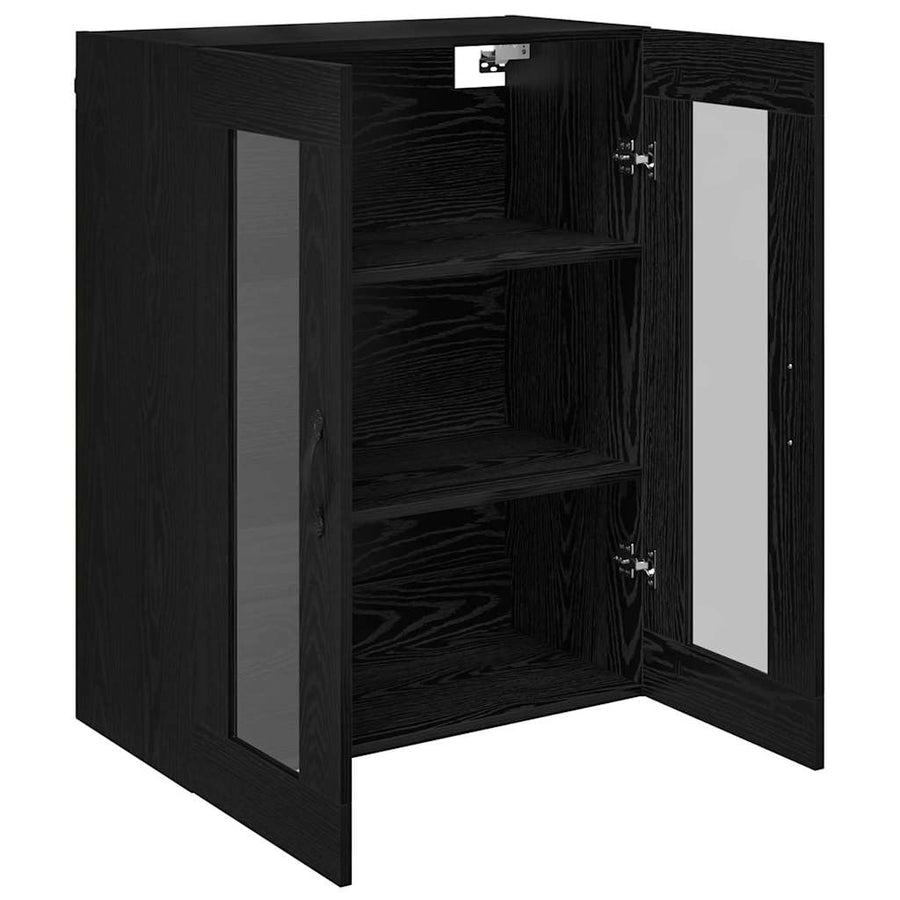 Wandkast Zwart Eiken 69,5 x 34 x 90 cm Geengineerd Hout en Glas